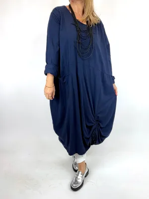 Made in Italy Lagenlook Ellis Ruche Tunic in Navy. code 55919