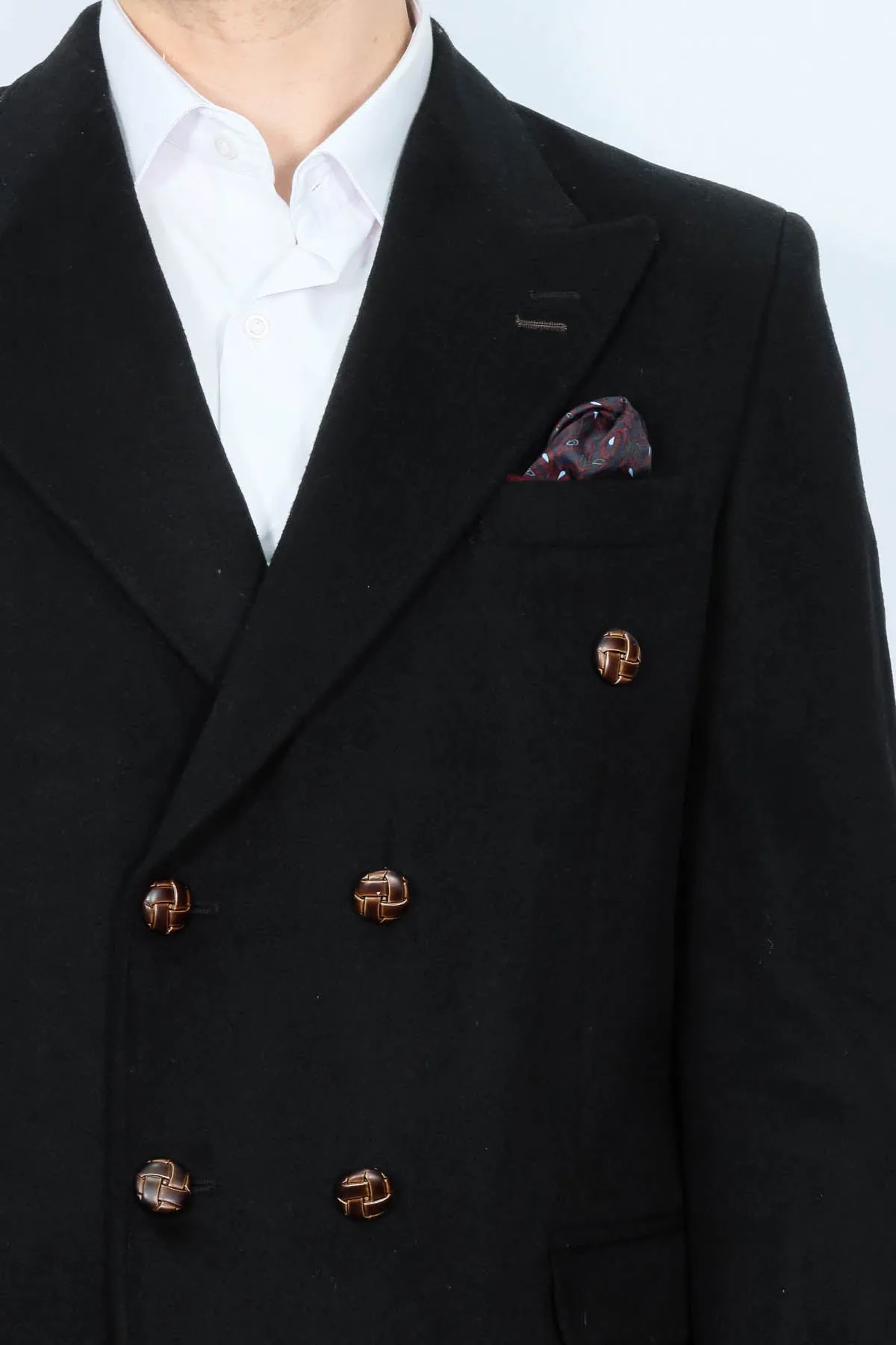 Mens Double Breasted Slim Fit Black Blazer - Wessi