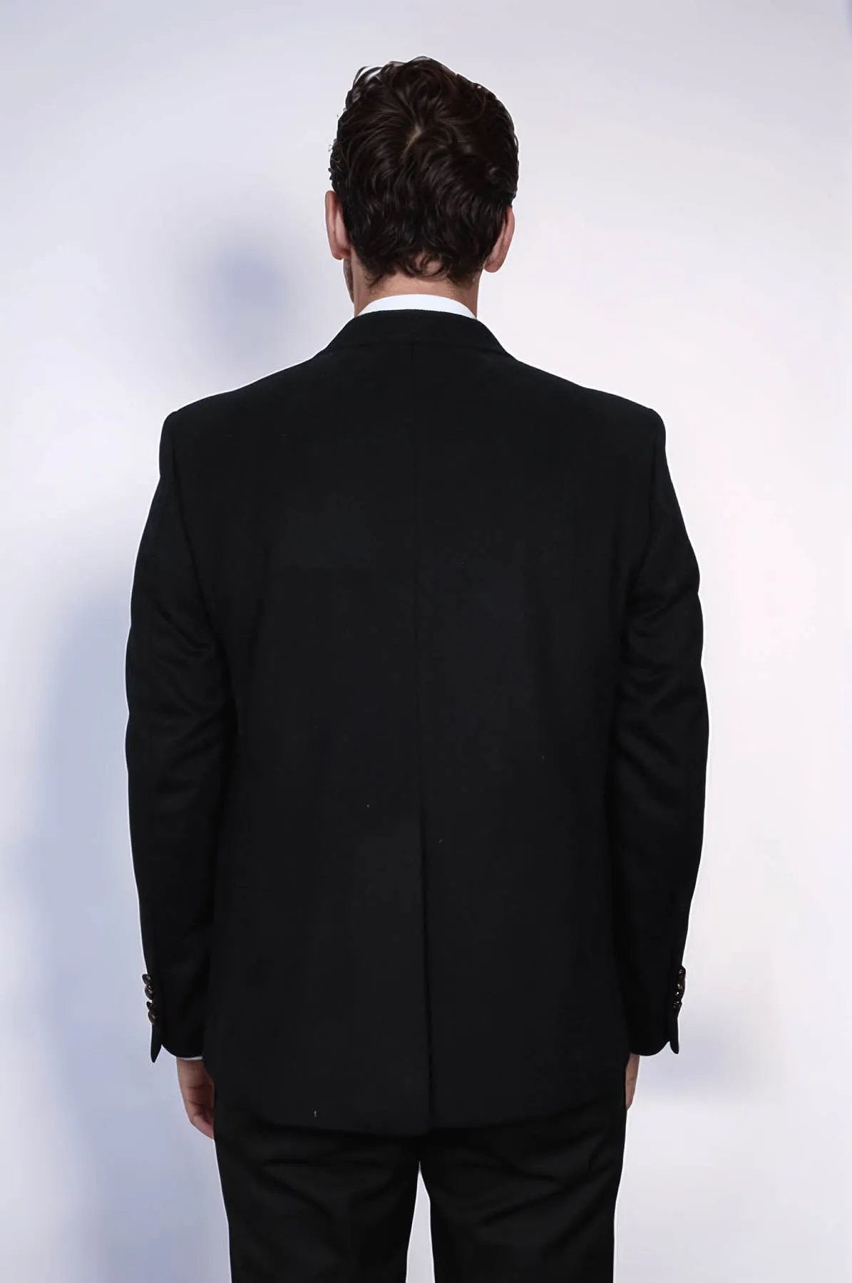 Mens Double Breasted Slim Fit Black Blazer - Wessi