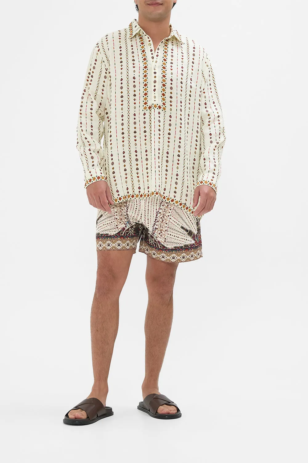 MENS HALF PLACKET TUNIC SHIRT NOMAD NATURE
