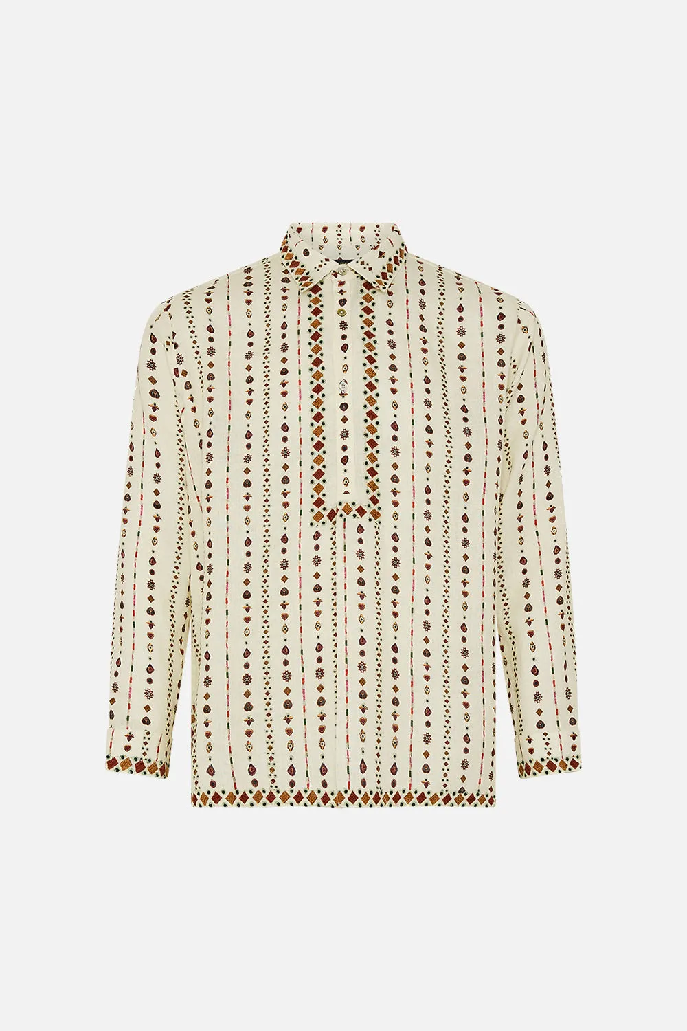 MENS HALF PLACKET TUNIC SHIRT NOMAD NATURE