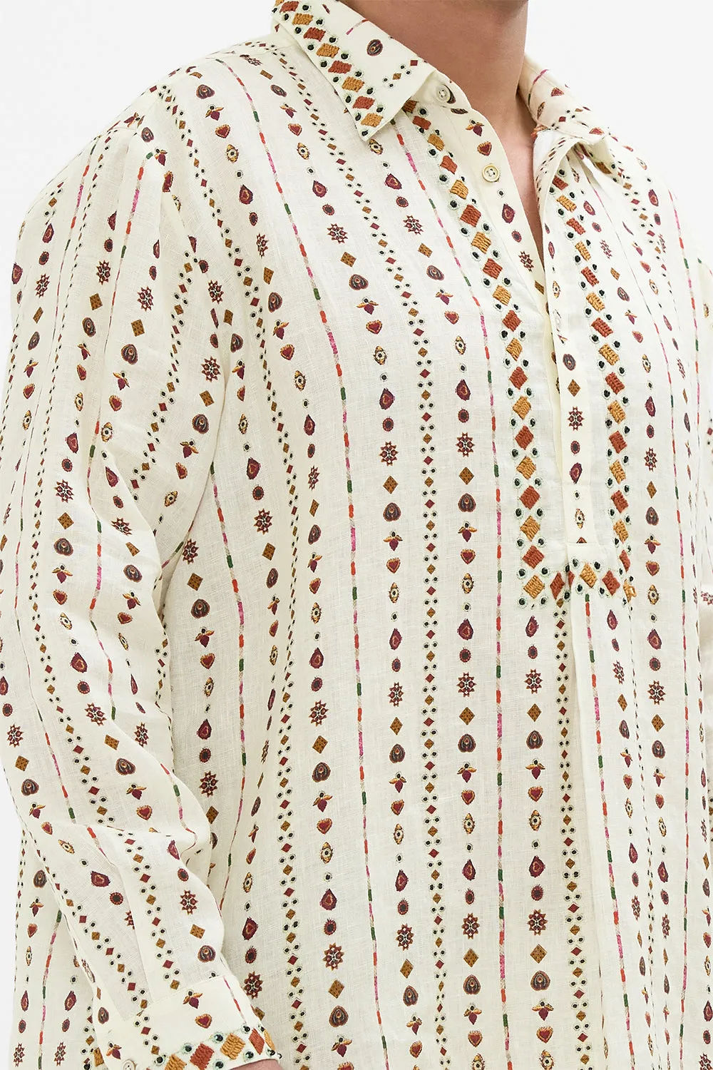 MENS HALF PLACKET TUNIC SHIRT NOMAD NATURE