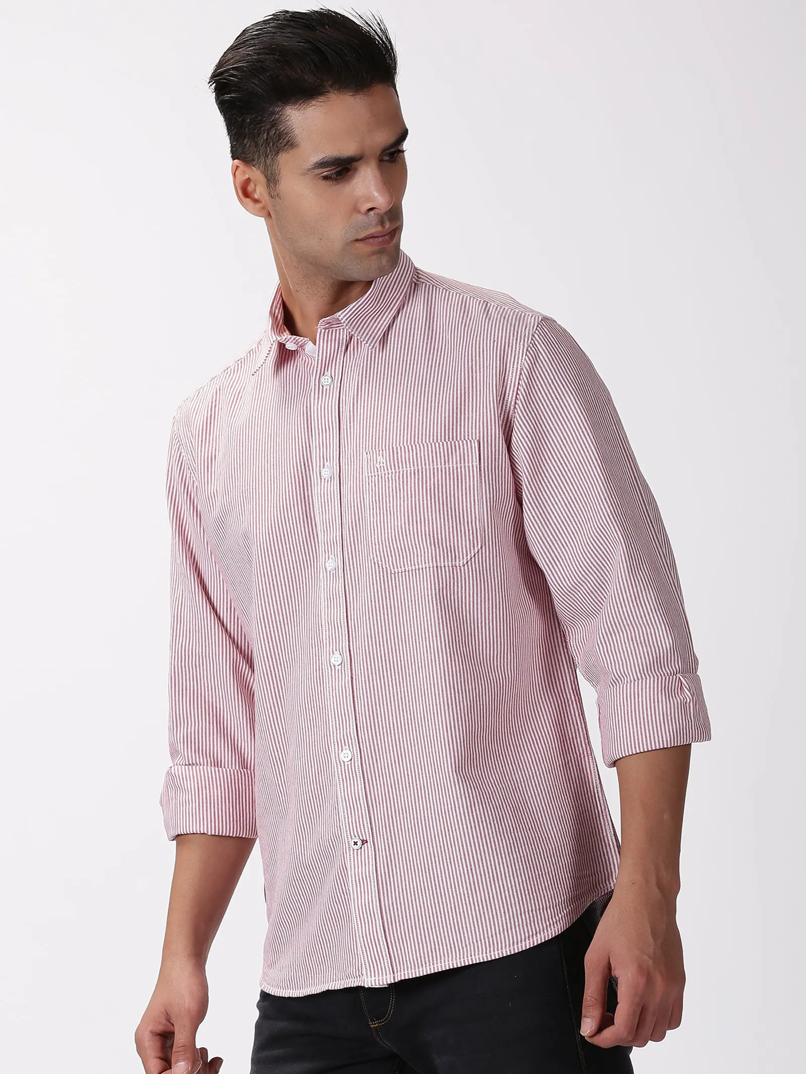 MEN'S RED STRIPE SLIM FIT SHIRT