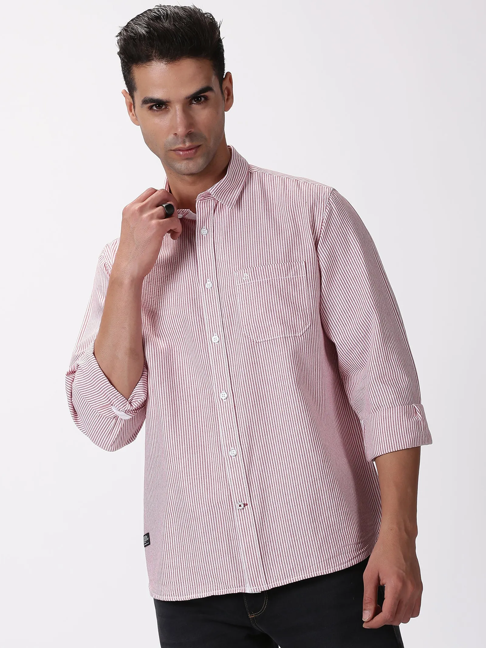 MEN'S RED STRIPE SLIM FIT SHIRT
