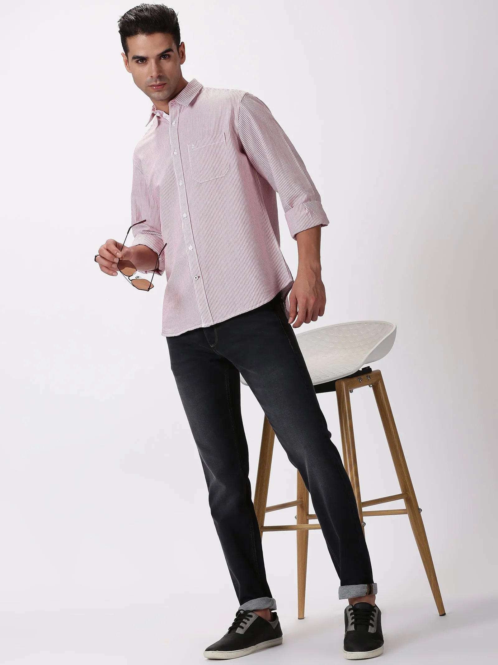 MEN'S RED STRIPE SLIM FIT SHIRT