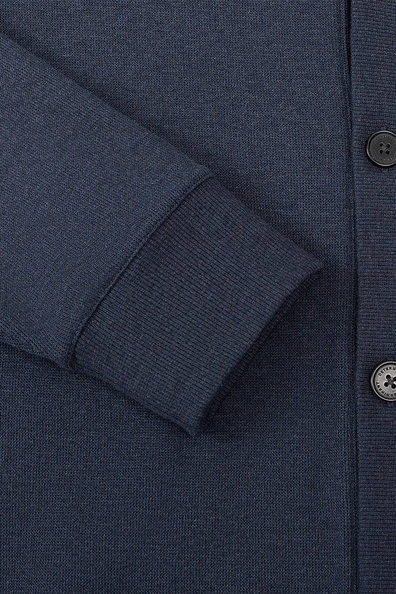 Merino-Blend French Rib Cardigan | Navy EB1244