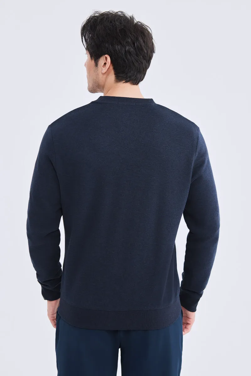 Merino-Blend French Rib Cardigan | Navy EB1244