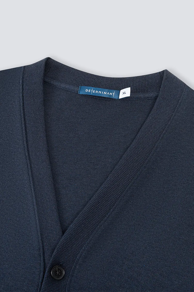 Merino-Blend French Rib Cardigan | Navy EB1244