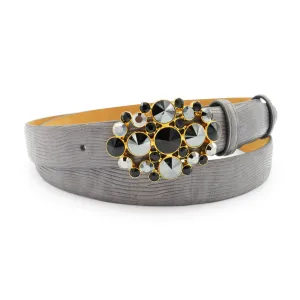 Mid Grey Narrow Lucertola Deluxe Crystal Bubble Belt