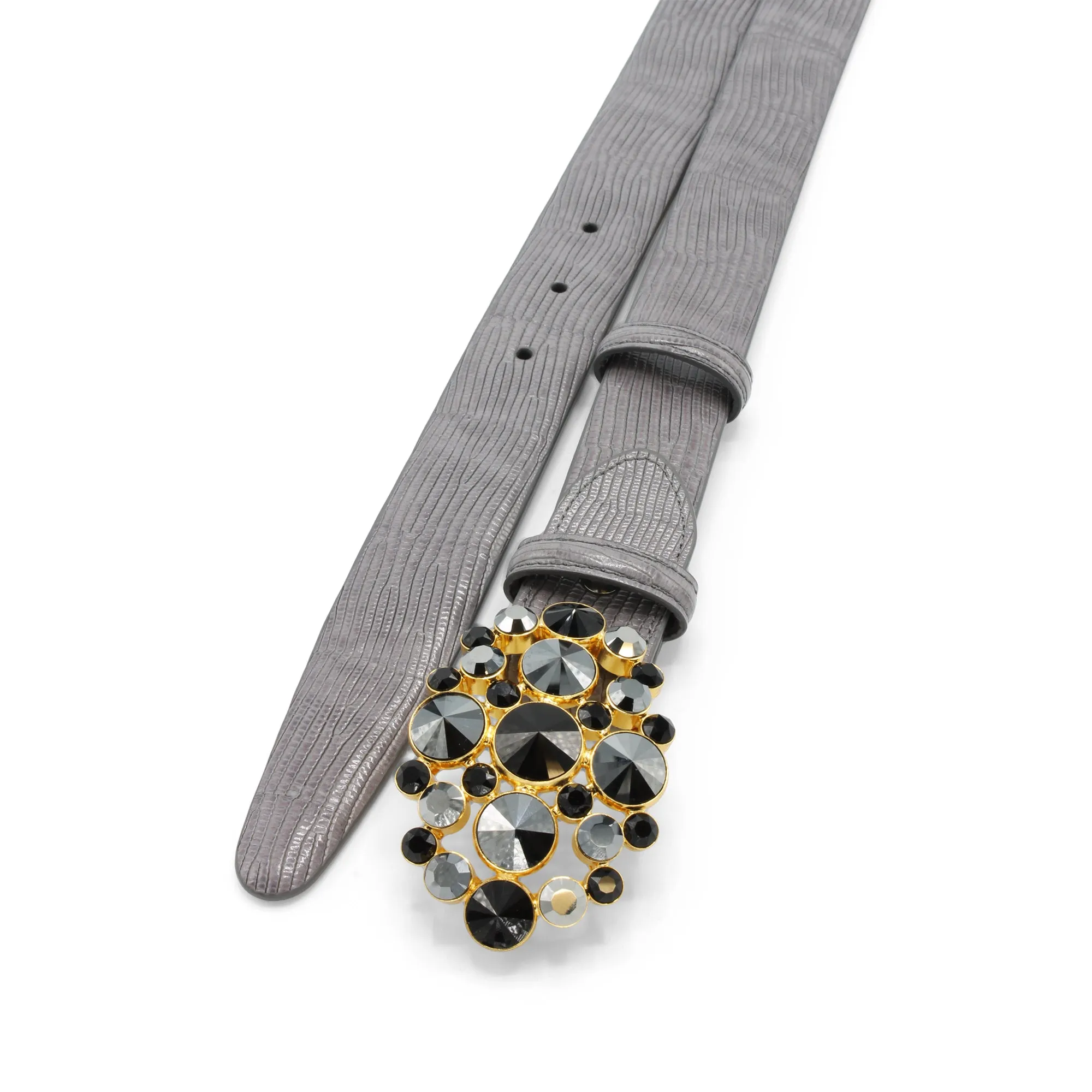 Mid Grey Narrow Lucertola Deluxe Crystal Bubble Belt