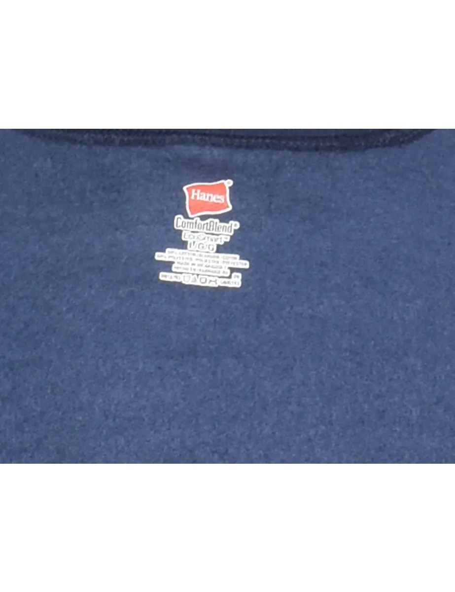 Navy Plain Round Neck Sweatshirt - L