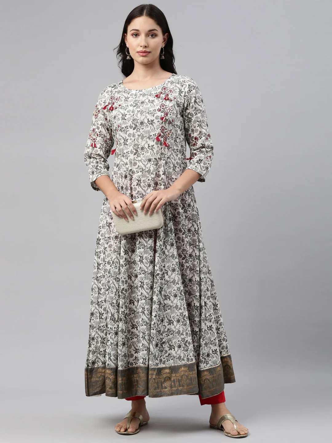 Neeru's Gray Color Cotton Fabric Tunic