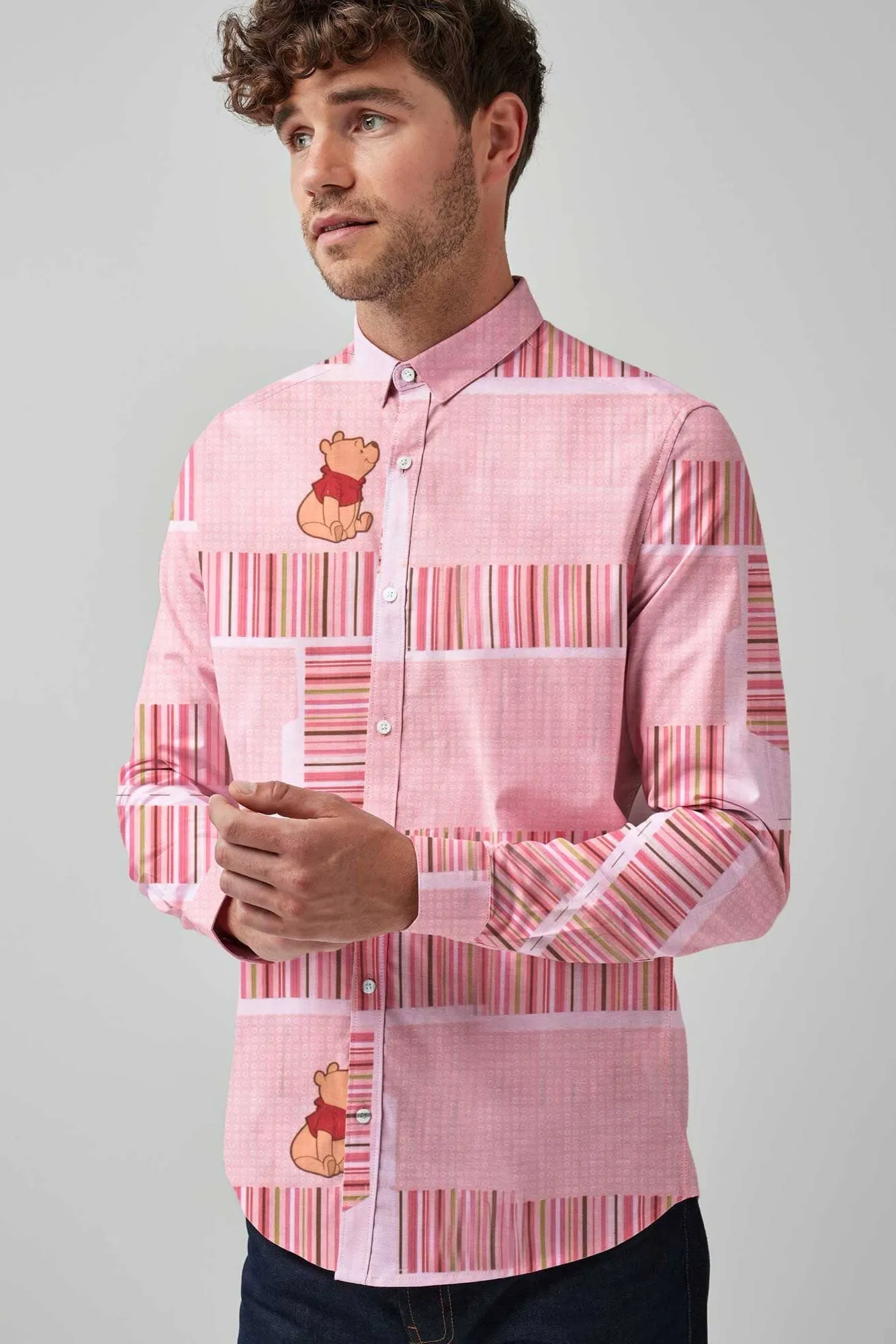 New Fashion Men's Panel Design Printed Casual Shirt