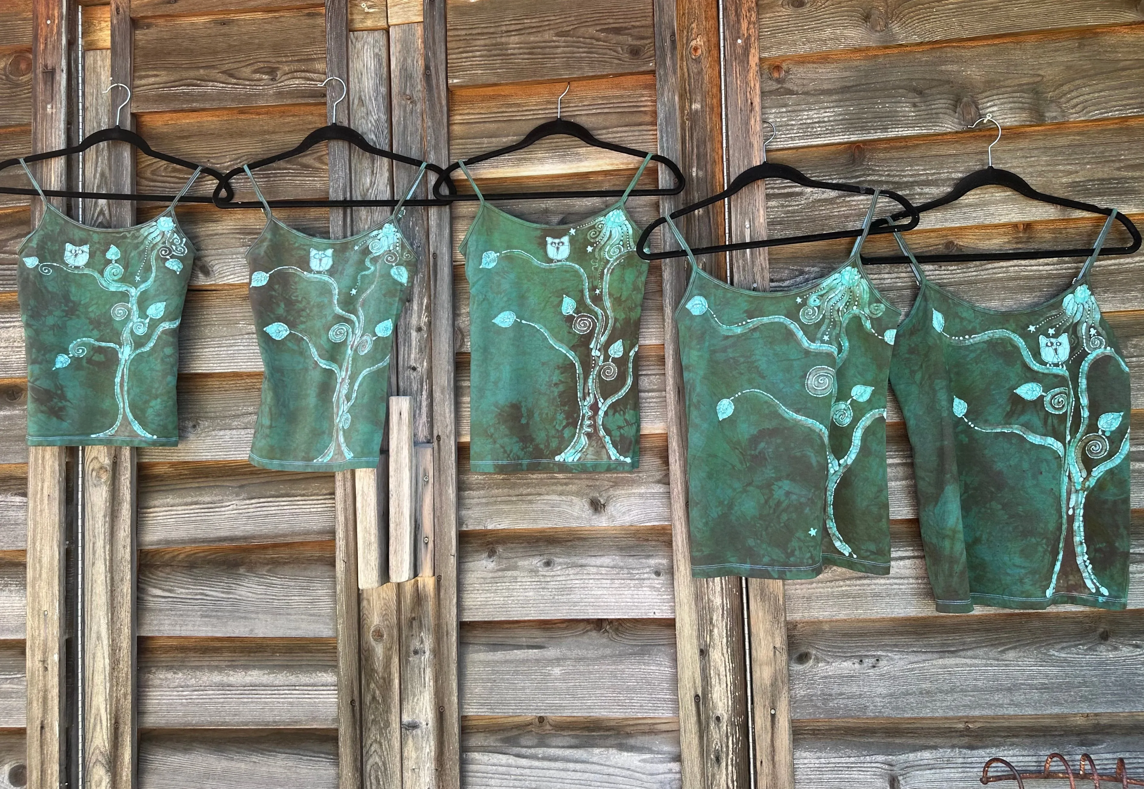 Owl In The Forest Hand Painted Batik Tank Top