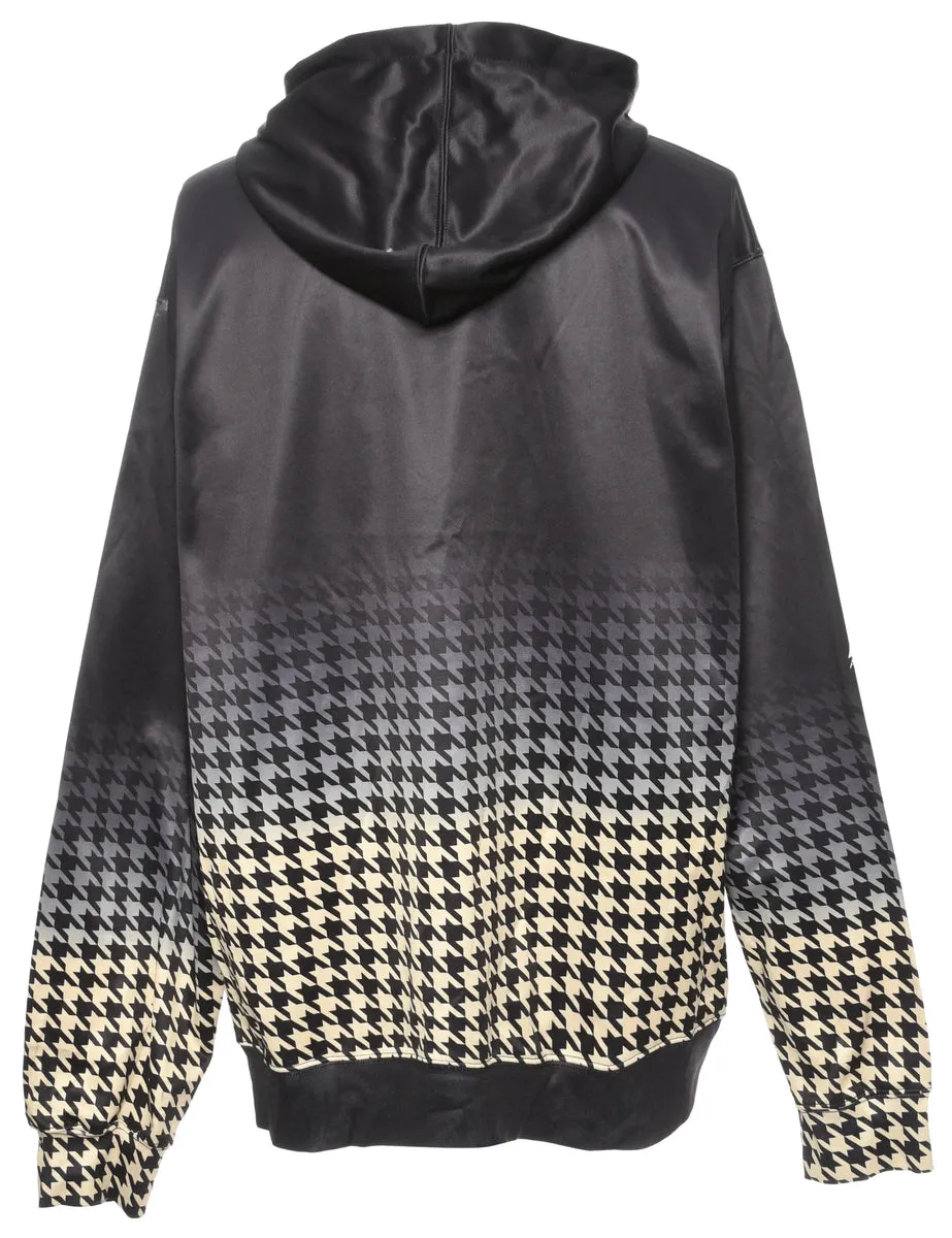 Panther Black & Cream Dogtooth Hooded Sports Sweatshirt - S