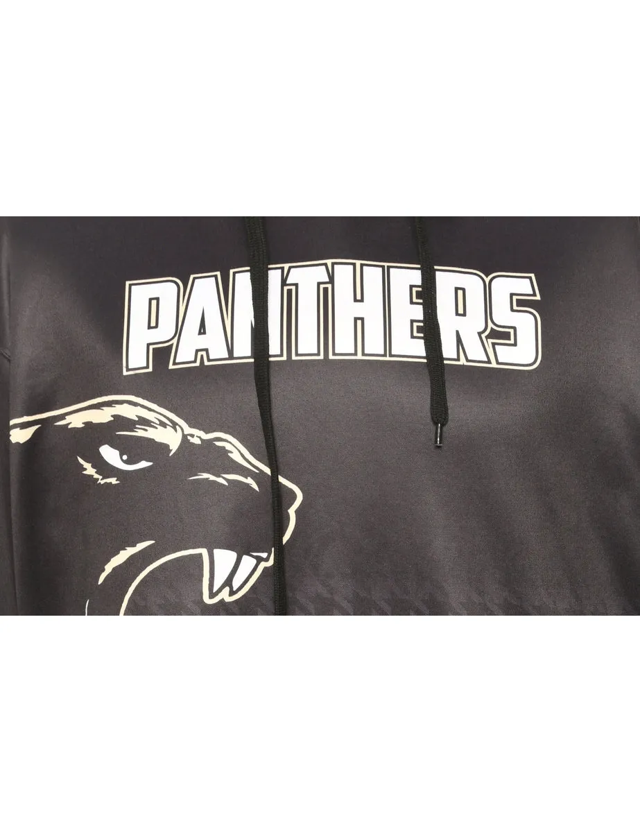 Panther Black & Cream Dogtooth Hooded Sports Sweatshirt - S