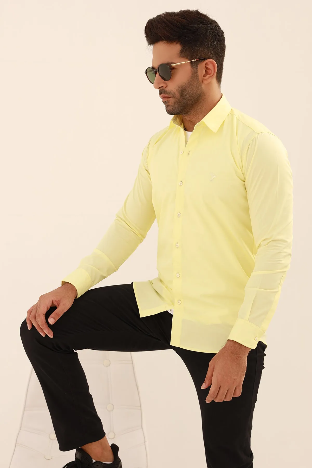 Pastel Yellow Button Down Shirt - S22 - MS0044R