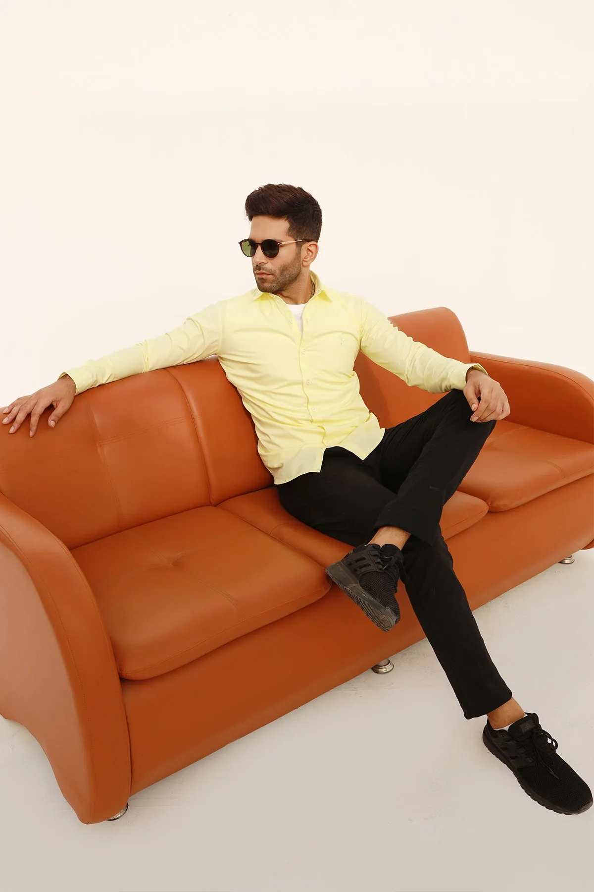 Pastel Yellow Button Down Shirt - S22 - MS0044R
