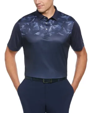 PGA TOUR Mens Athletic Fit Geo Print Sshort Sleeve Polo Shirt  Peacoat Blue 2XL