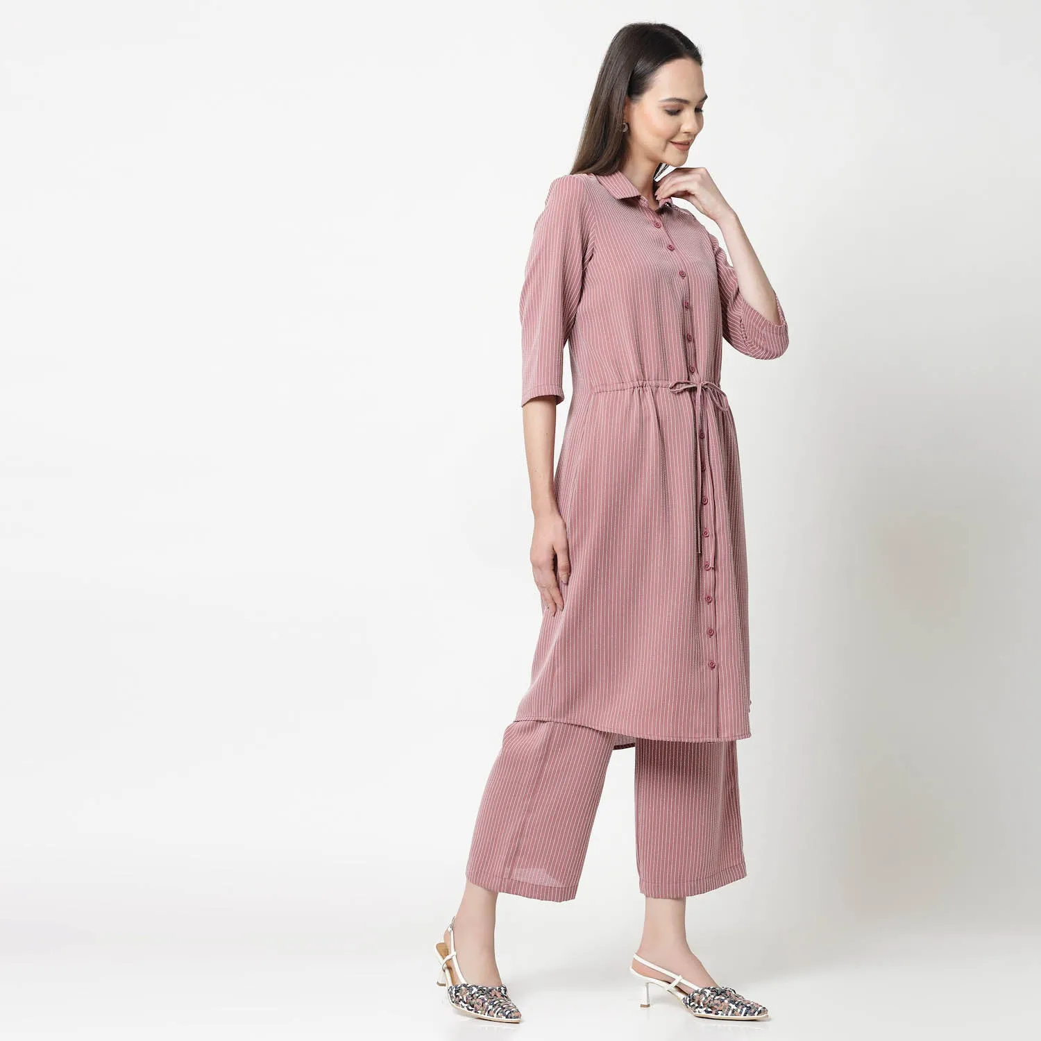 Pink Shirt Tunic With Draw Stings