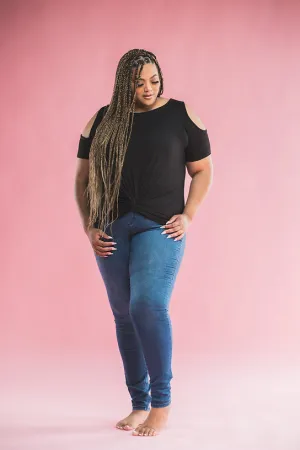 "Cold Shoulder" Off the Shoulder Top (Curvy)