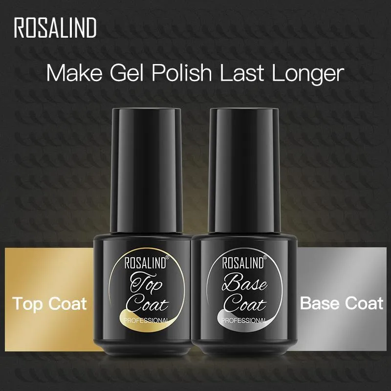 ROSALIND Gel Polish Set Base & Top Coat Sock Off UV/LED Lamp Keep Your Nails Bright And Shiny For A Long Time