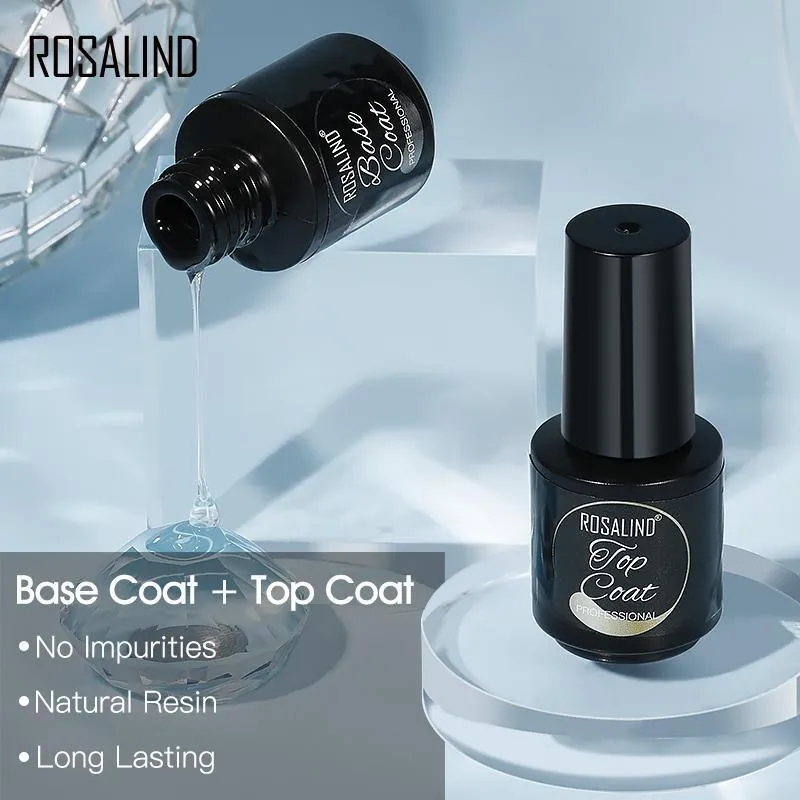 ROSALIND Gel Polish Set Base & Top Coat Sock Off UV/LED Lamp Keep Your Nails Bright And Shiny For A Long Time