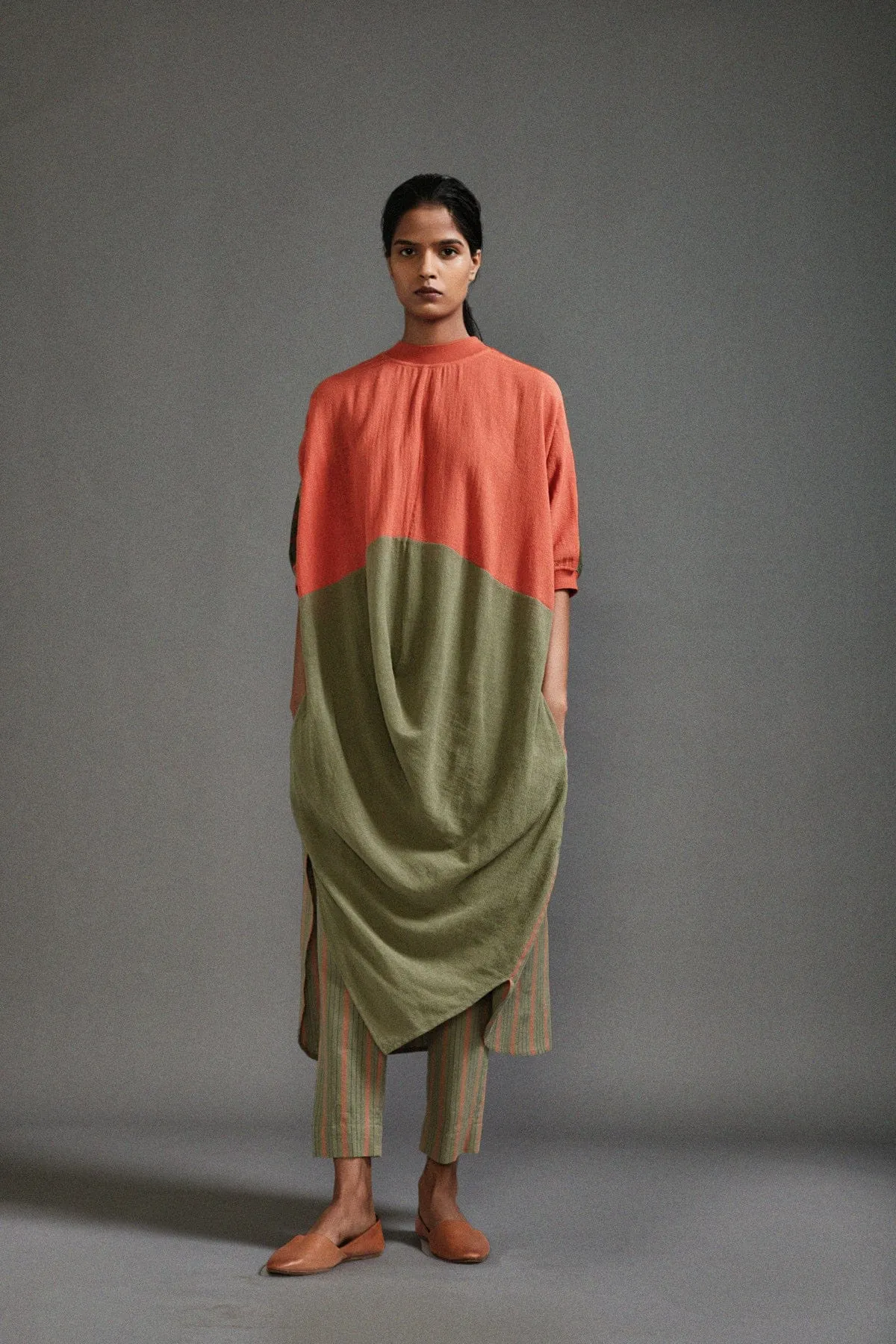 Rust & Green CB Cowl Tunic