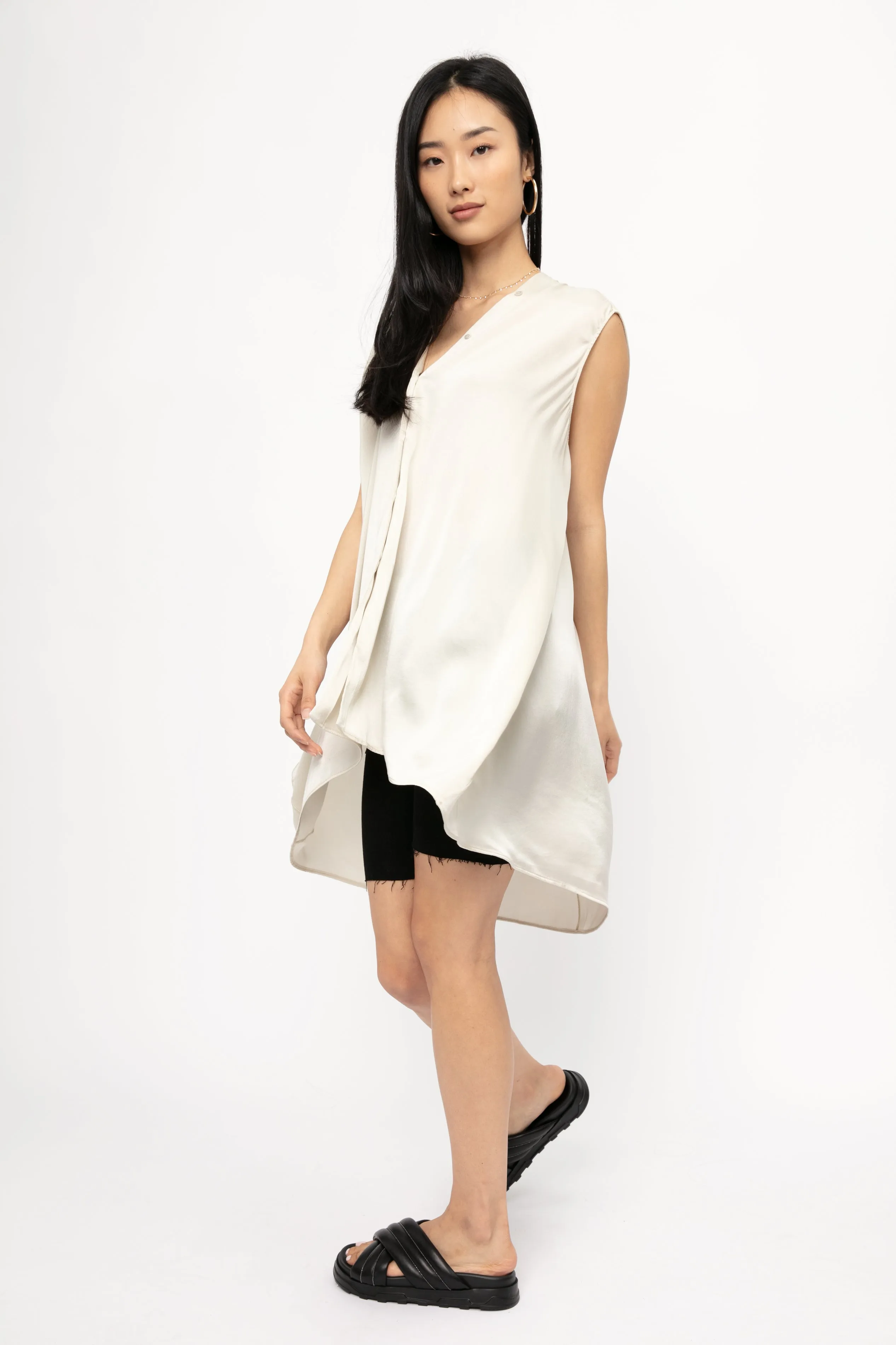 Silk Tunic Top in Sand