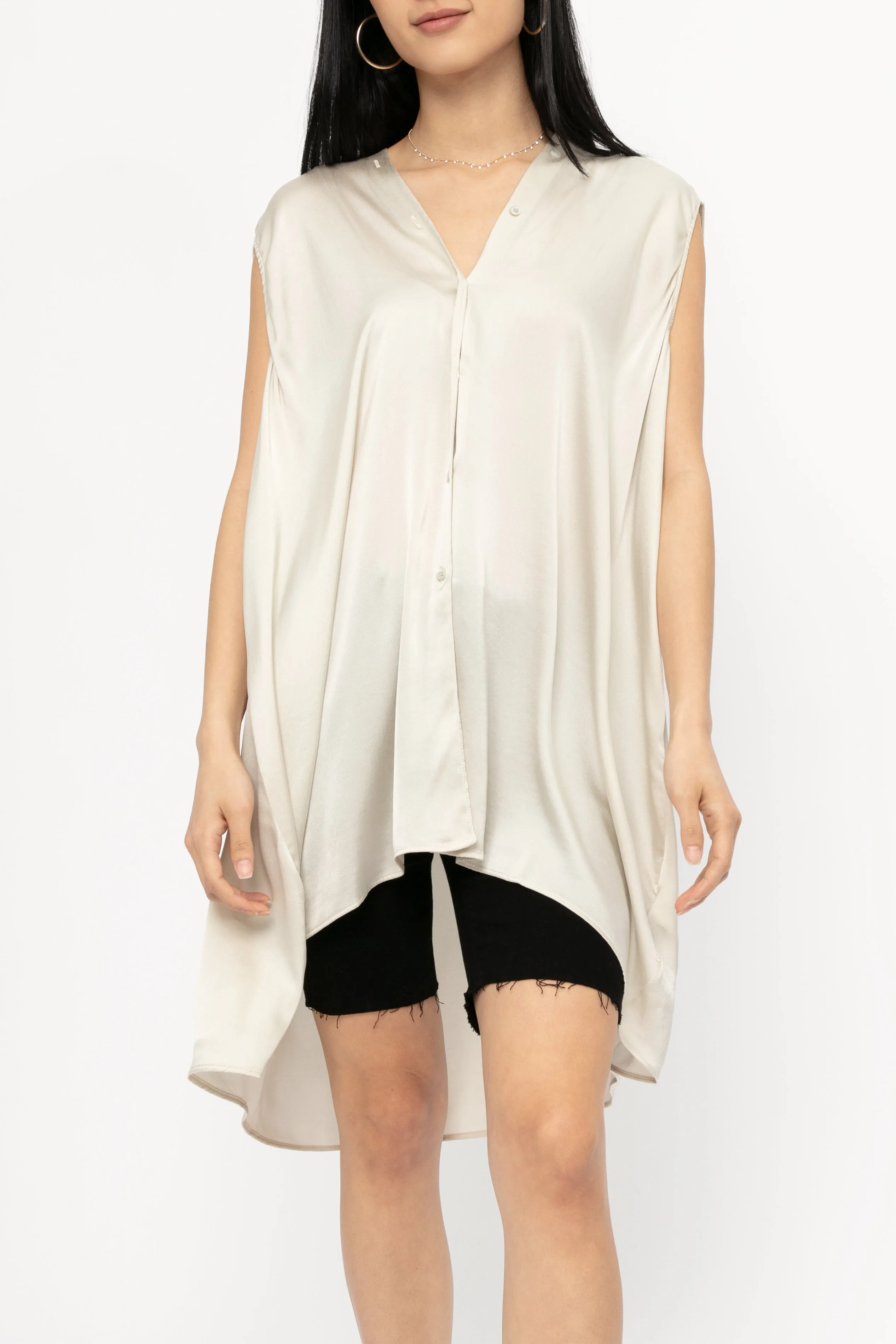 Silk Tunic Top in Sand