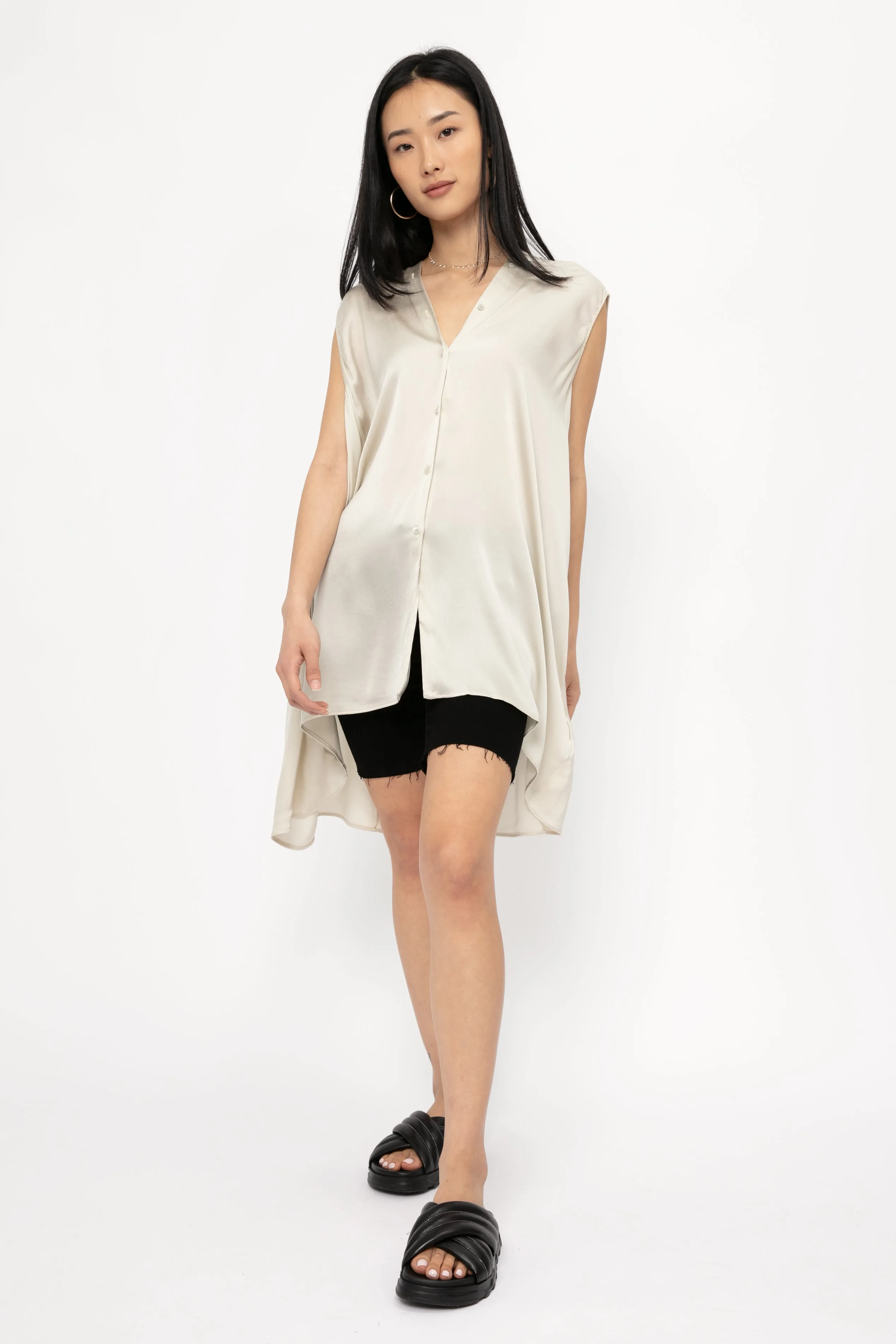 Silk Tunic Top in Sand