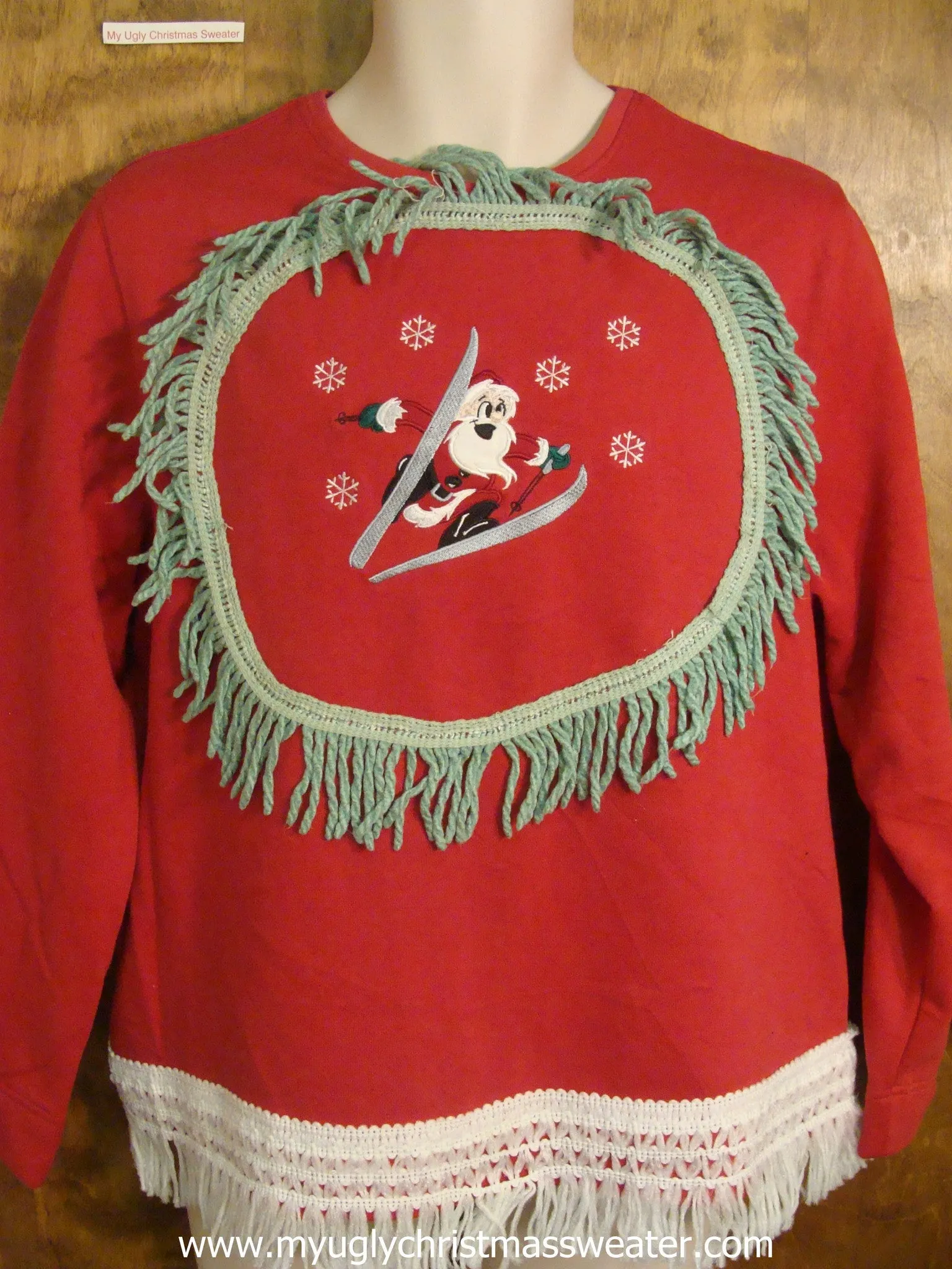 Skiing Santa Red Tacky Christmas Sweatshirt