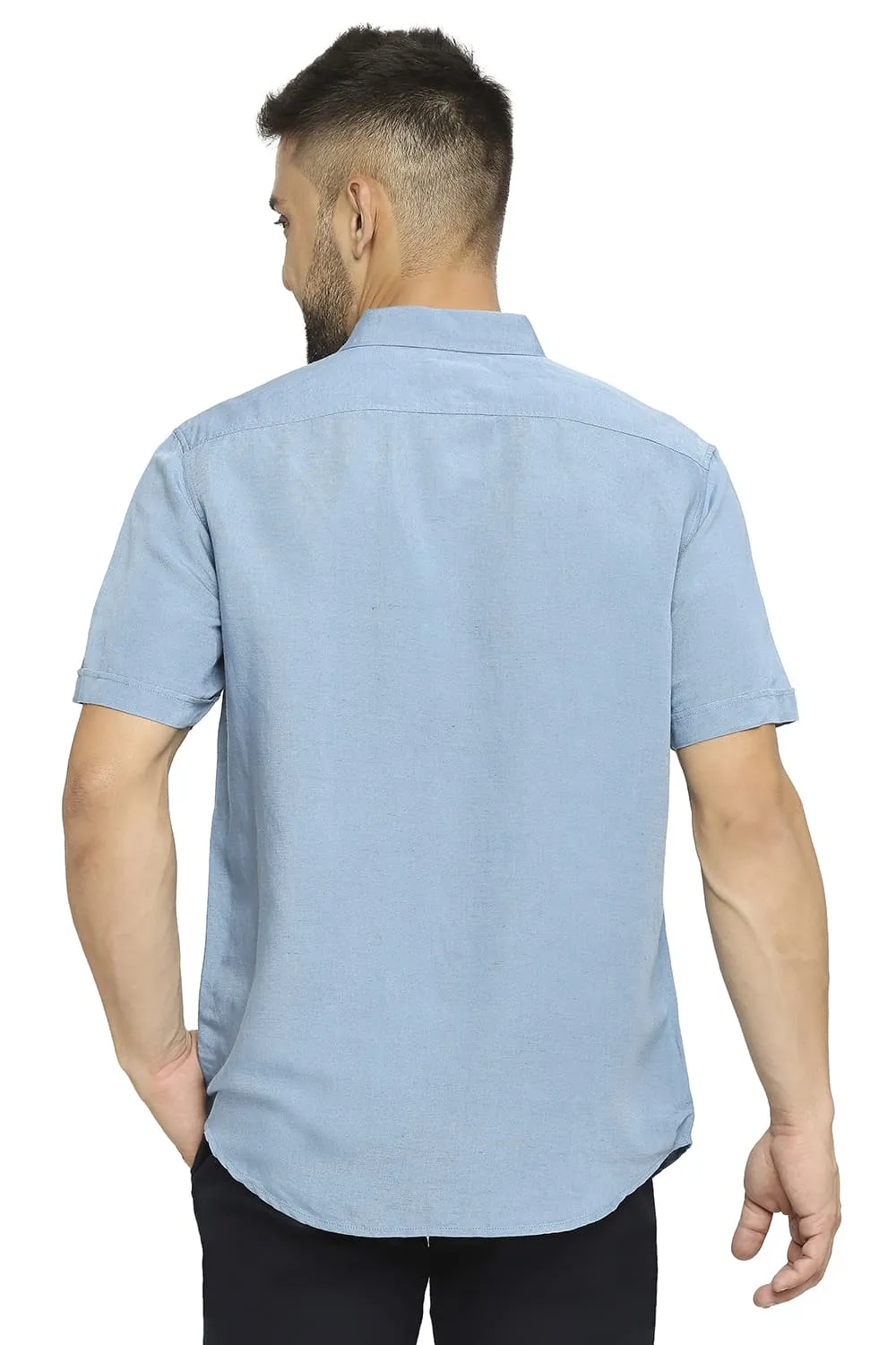 Slim Fit Linen Viscose Halfsleeves Shirt