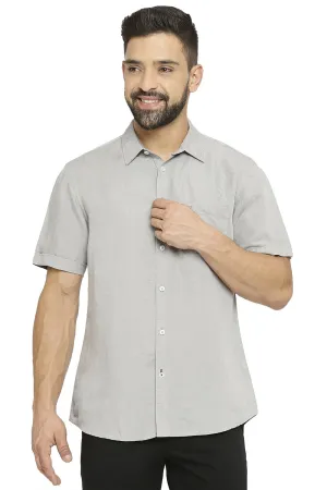 Slim Fit Linen Viscose Halfsleeves Shirt