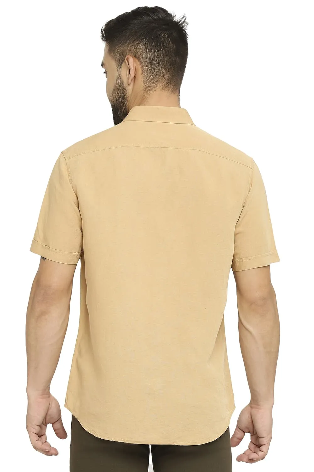 Slim Fit Linen Viscose Halfsleeves Shirt