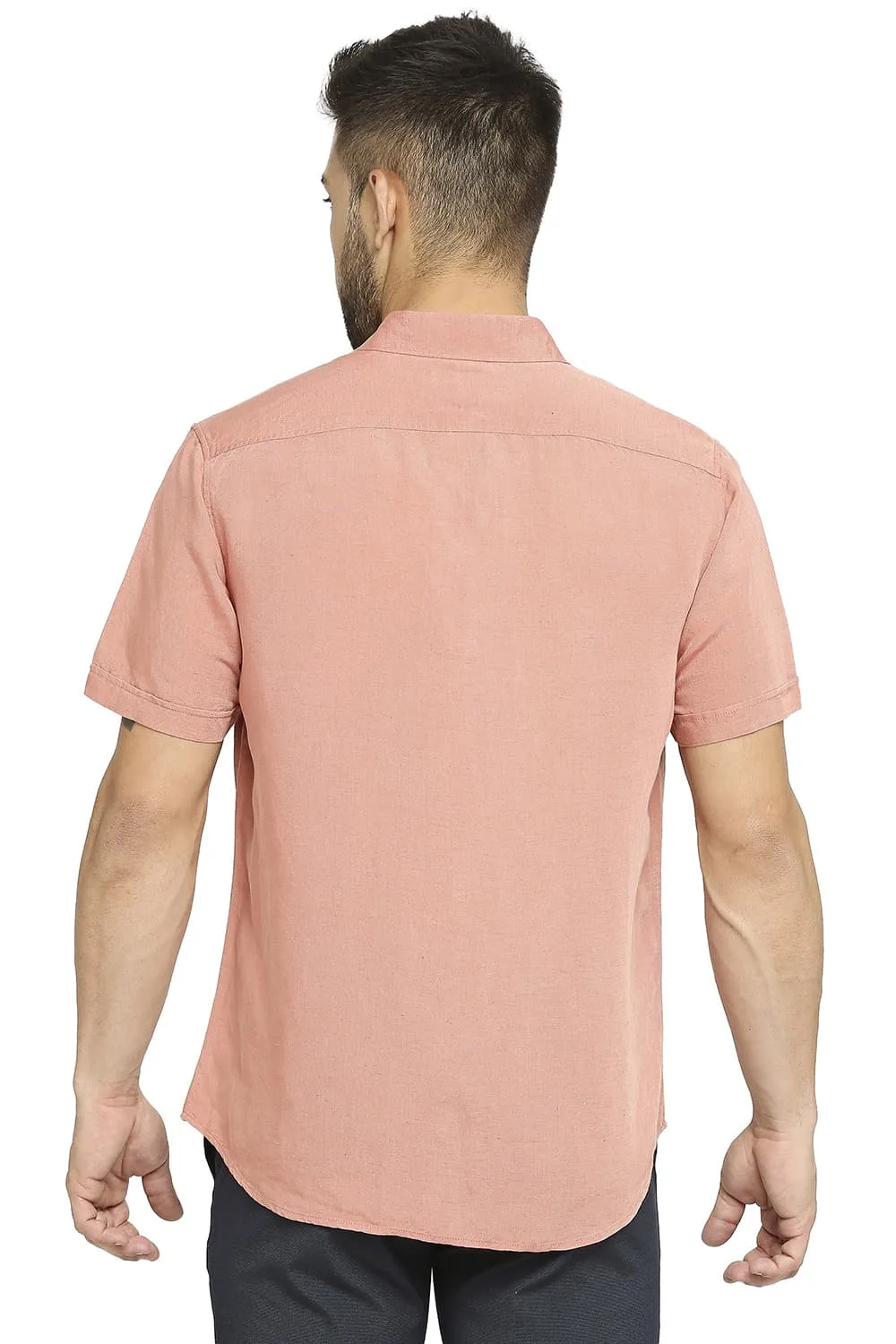 Slim Fit Linen Viscose Halfsleeves Shirt