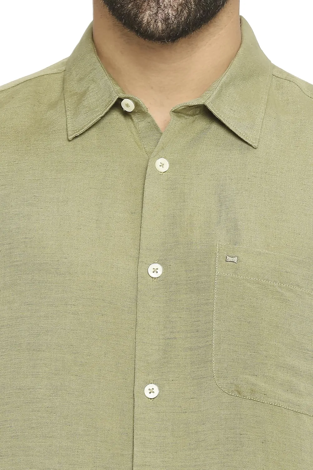 Slim Fit Linen Viscose Halfsleeves Shirt