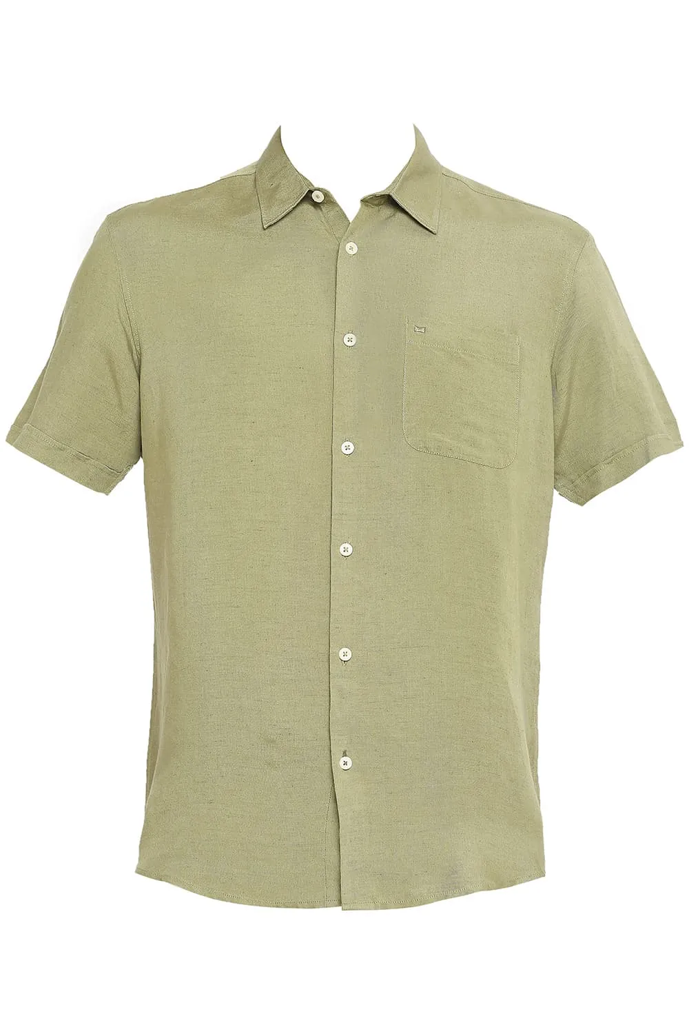 Slim Fit Linen Viscose Halfsleeves Shirt