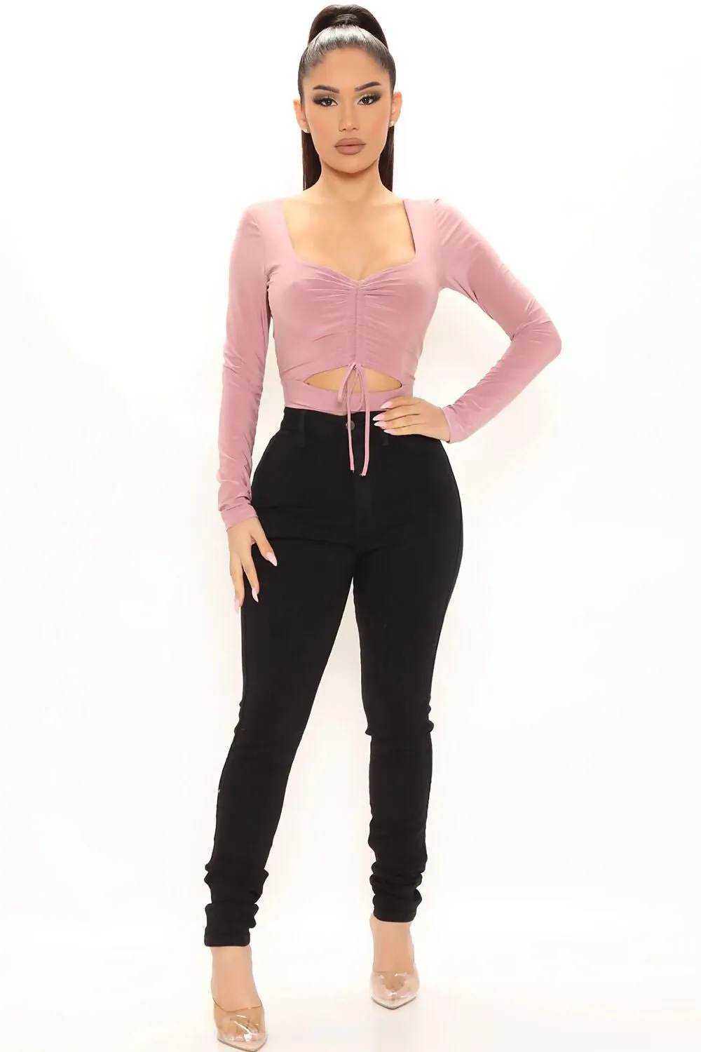 Slinky Ruched Cut Out Top