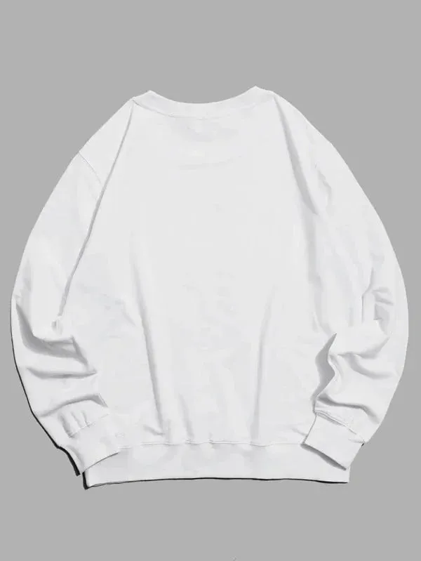 SXV  'BOSTON’ Printed Cool Aesthetic Drop Shoulder Oversized Sweatshirt