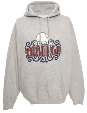 Texas Trouble Grey Hooded Sports Hoodie  - M