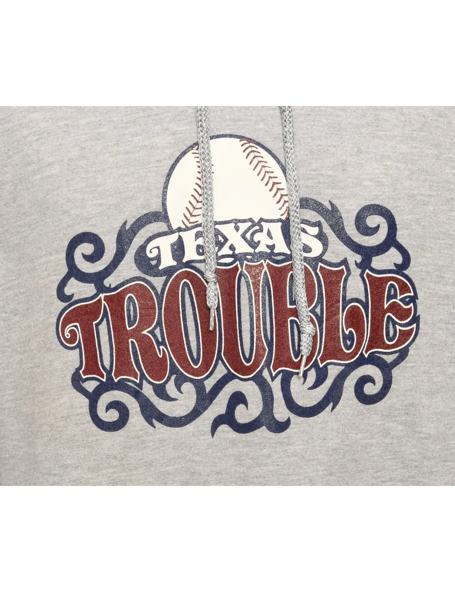 Texas Trouble Grey Hooded Sports Hoodie  - M