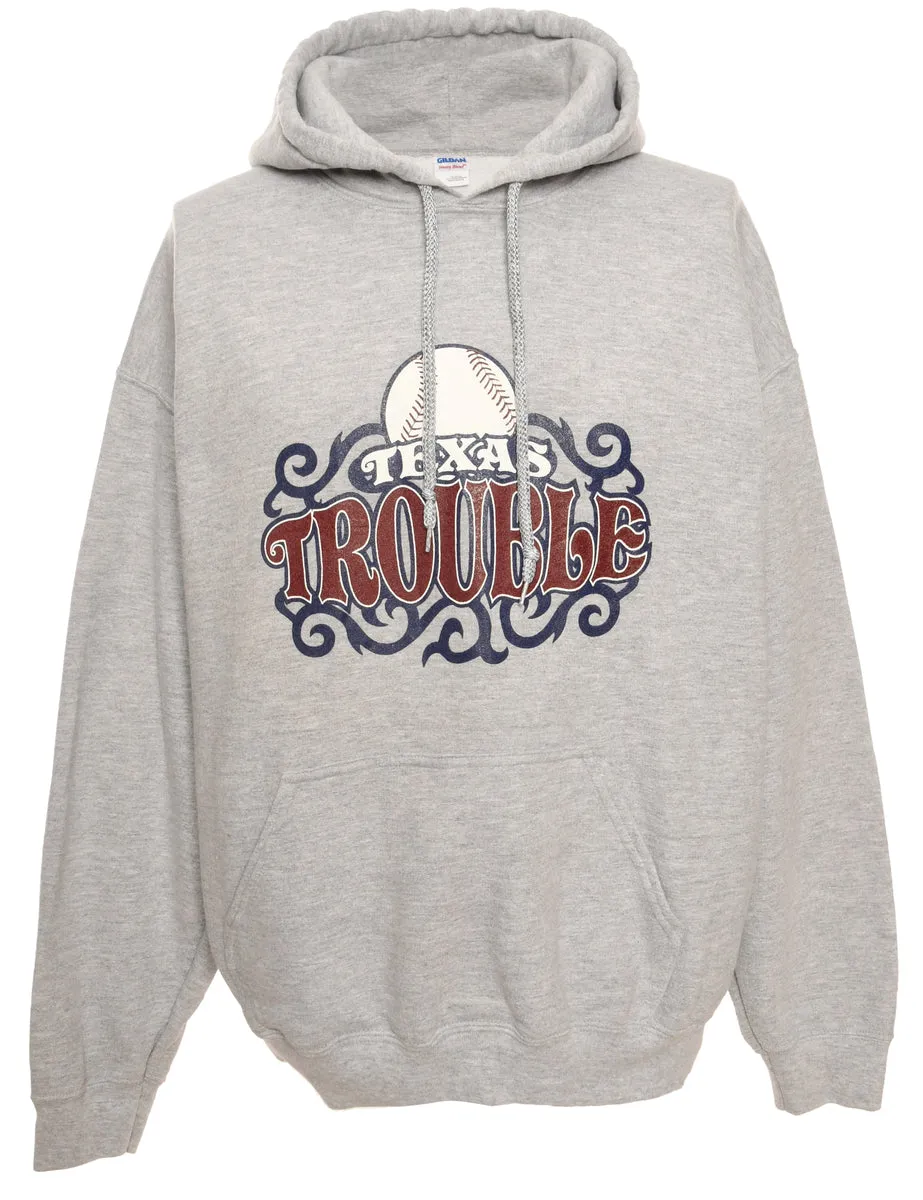 Texas Trouble Grey Hooded Sports Hoodie  - M