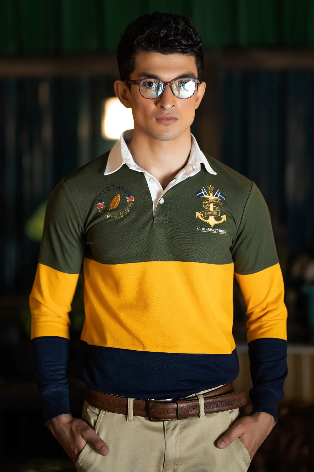 Tri Color Embroidered Rugby Shirt - W21 - MP0052R