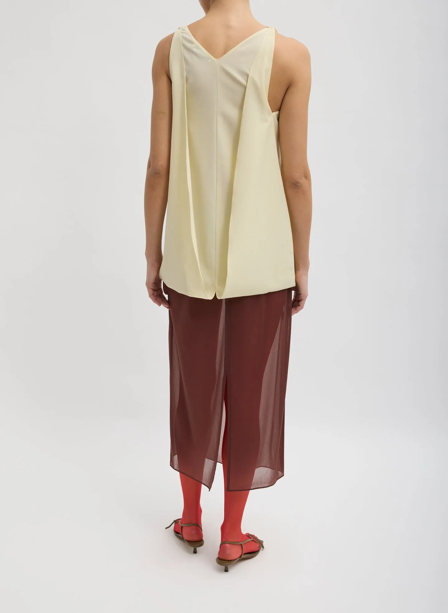 Tropical Wool Sleeveless Paneled Tunic