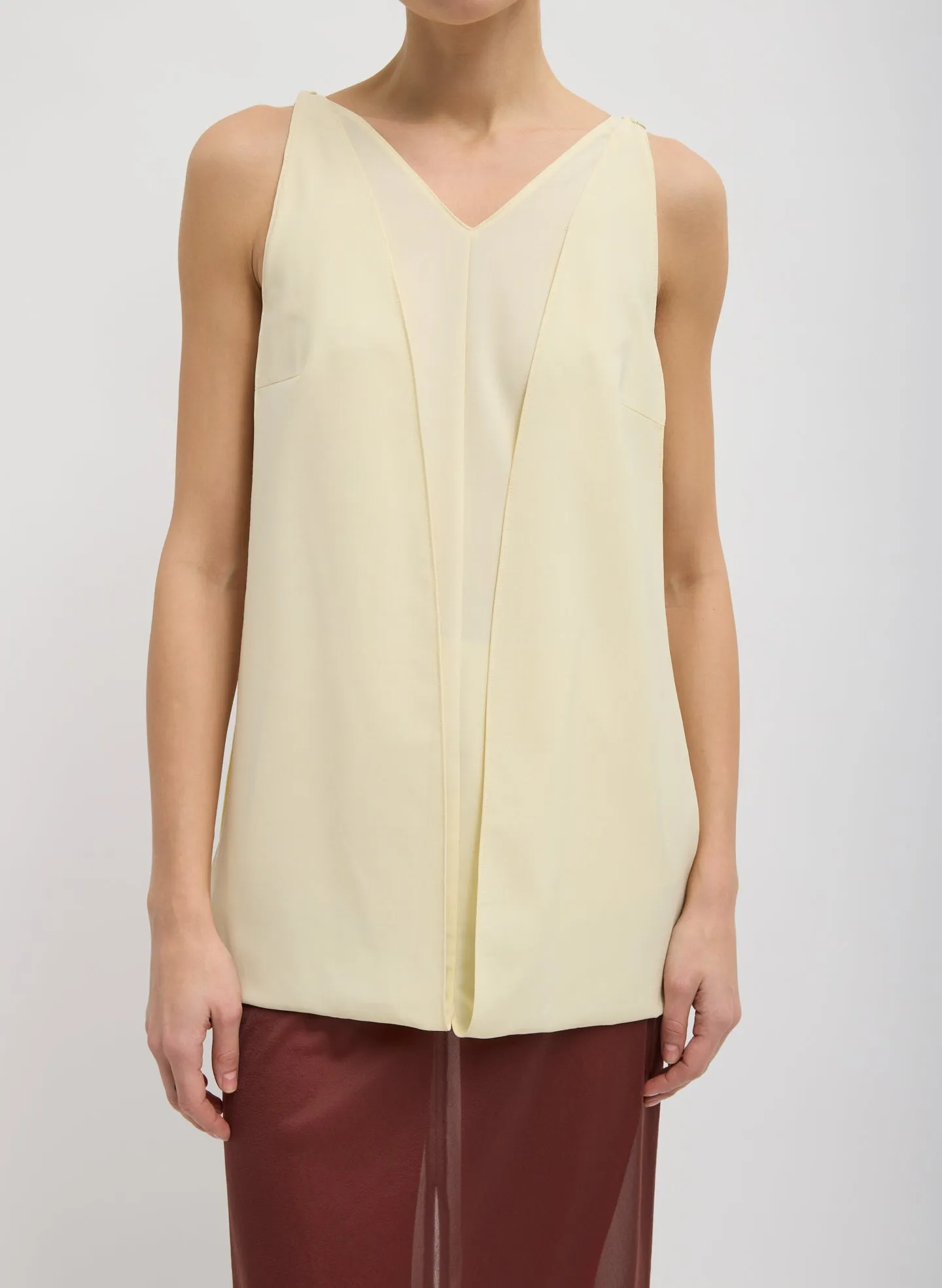 Tropical Wool Sleeveless Paneled Tunic