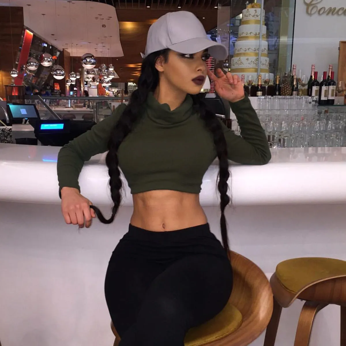 Turtleneck Long Sleeve Crop Top