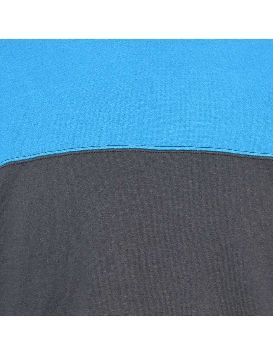 Two-Tone Blue & Grey Contrast Plain Sweatshirt - L