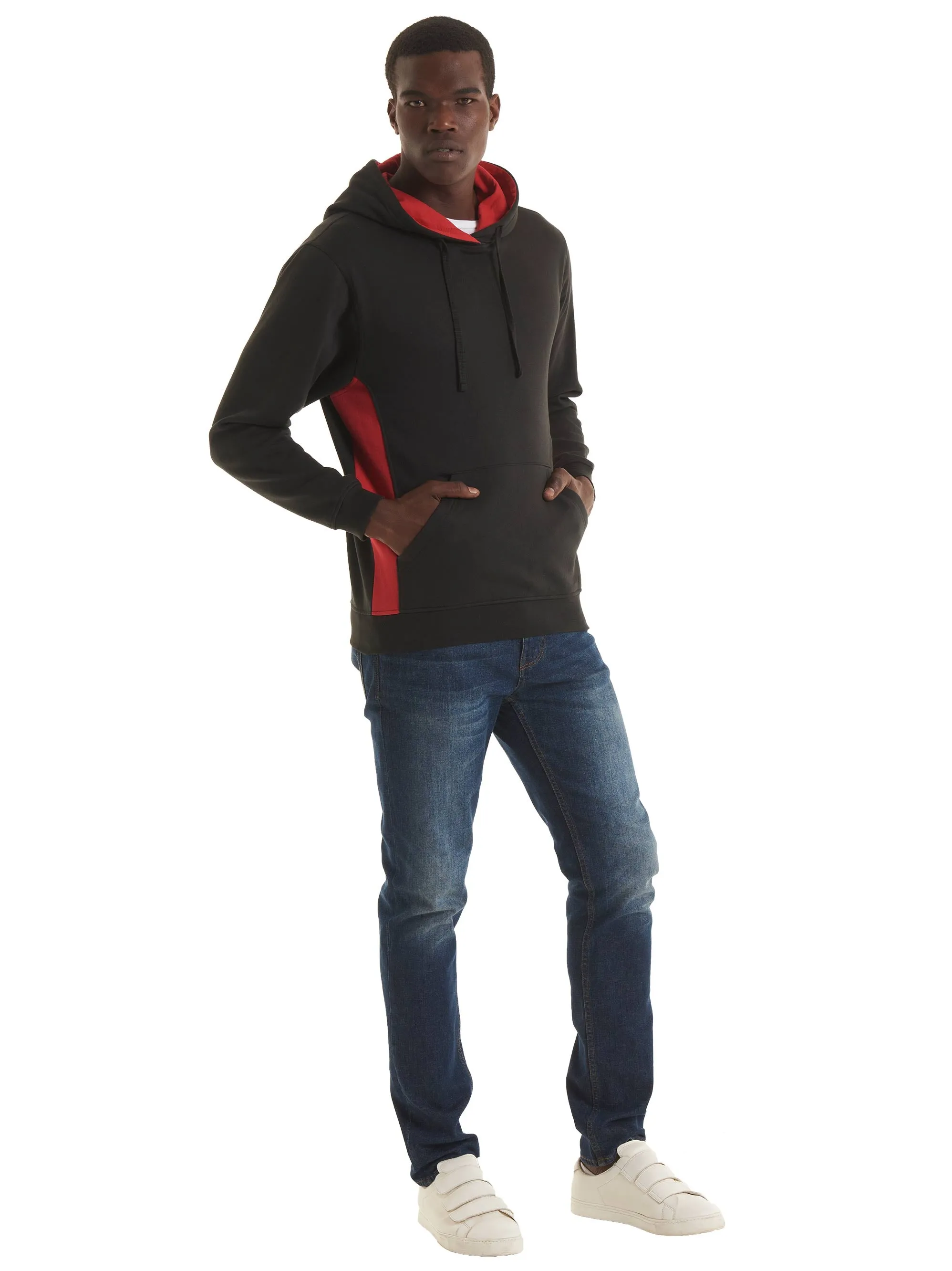 Two Tone Hooded Sweatshirt | Black/Red