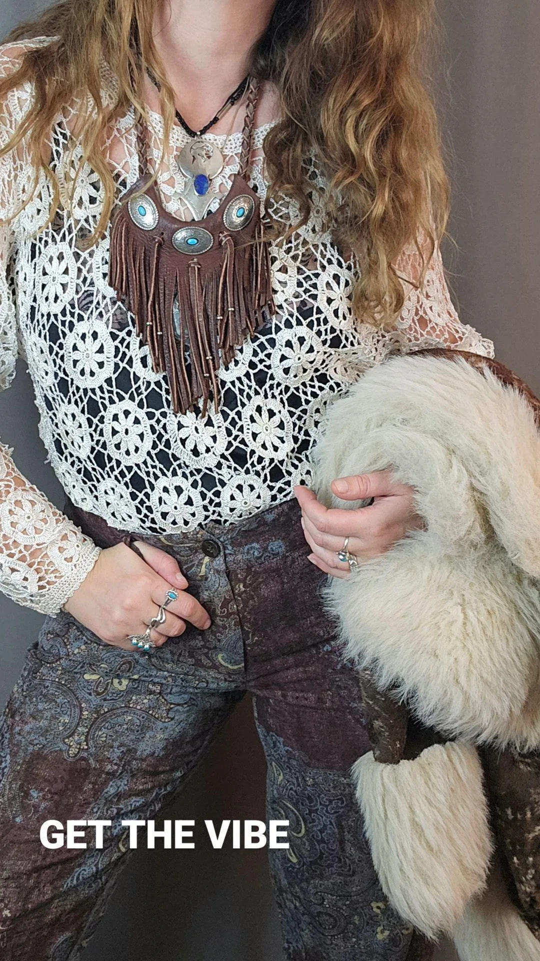 Vintage Long Sleeve Crochet Embroidered Sheer Top Cream Size S M